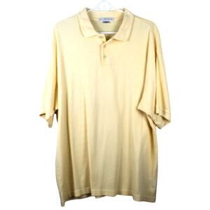 Geoffrey Beene Polo Shirt Mens XL Short Sleeve Light Yellow Summer